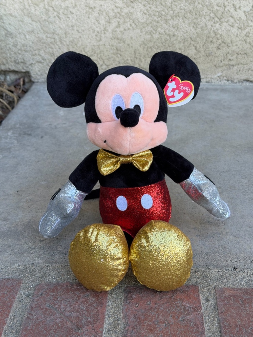 Disney Sparkle Ty Mickey Mouse Plush - Black, Red, Gold, Silver